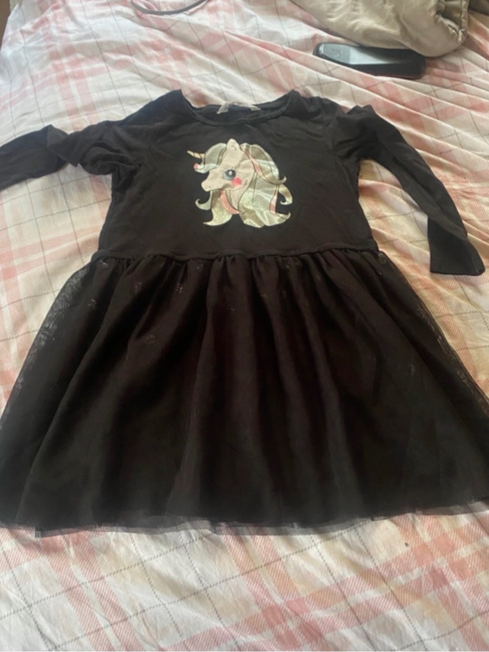 H&M Black Long-Sleeve Unicorn Tulle Dress